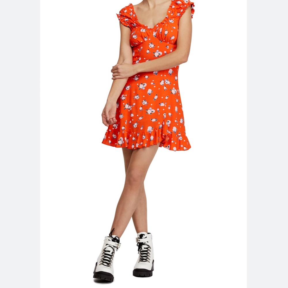 Free People Like a Lady Mini Dress Orange. Size small